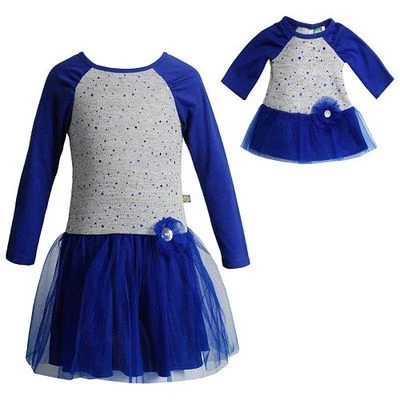 Dollie Me Girl 4 and 18"  Doll Matching Sparkle Dress Clothes fit American Girl - Image 1 of 2
