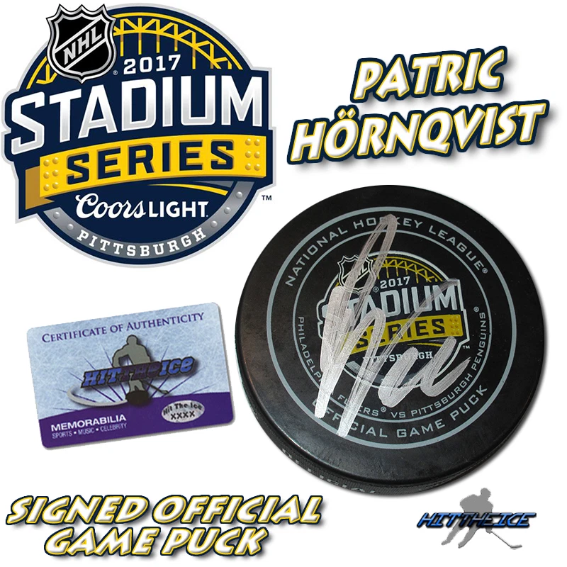 PATRIC HORNQVIST Signed 2017 STADIUM SERIES PENGUINS GAME PUCK - w/COA - Image 1 of 1