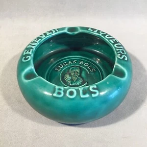 PV07586 Vintage Mid Century Green Ceramic LUCAS BOLS GENEVER LIQUEURS Ashtray - Picture 1 of 5