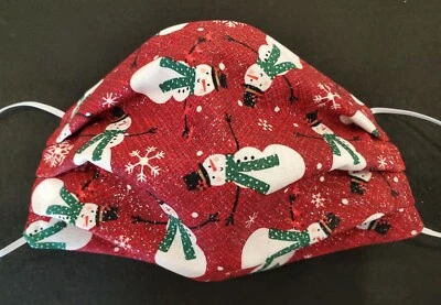 Snowman Santa Christmas Face Mask Nose Wire, Filter Pocket, Reversible 2 in 1 - Image 1 of 4