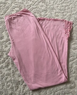 Pantalones de salón Victoria Secret suaves elásticos de encaje floral lindo lazo coqueta rosa Foto 1 de 4