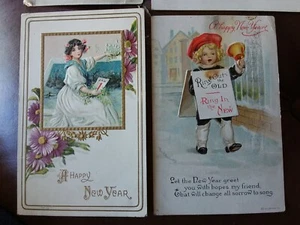 Lot of 5 Antique Early 1900s Embossed "New Years" Postcards Paper Eph Collect - Picture 1 of 4