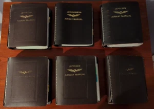 Vintage Jeppesen Airway Manual Maps Charts Leather Binders 6 Total 5 Full 1 Bare - Picture 1 of 23