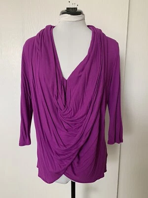 Jennifer Lopez Womens Top Drape Neck Sz M Purple/plum - Image 1 of 4