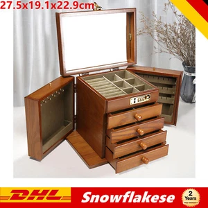 Große SCHMUCKKASTEN Holz abschließbare Schmuckschatulle mit Spiegel 5 Schichten - Bild 1 von 9