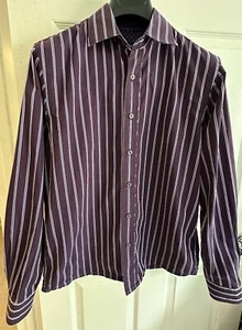 Report Collection Men’s Size Medium Purple Strip Button Down - Picture 1 of 14