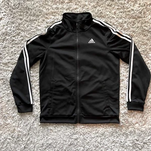 Adidas Track Jacket Boys' Size XL (18-20) Black Full Zip Front Iconic Tricot - Picture 1 of 7