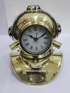 Solid Brass Nautical Divers Helmet Roman Clock U.S Navy Rustic Vintage HomeDecor - Picture 1 of 5
