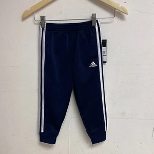 Adidas BLACK Jogger Long Pants 3 Stripes Boys Size 4T Iconic Tricot Tapered NEW! - Picture 1 of 10