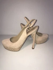 YSL Gisele 105 Slingback Pitone Manciuria FC- Size 37.5 Beige - Picture 1 of 10