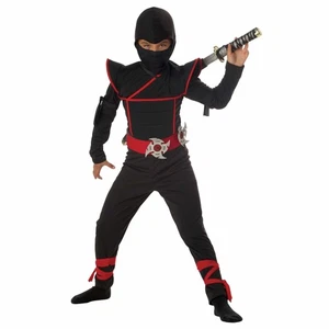 Stealth Ninja Assassin Japanese Warrior Black Red Book Week Boys Costume - Picture 1 of 2