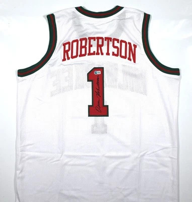 Oscar Robertson Autographed White Pro Style Jersey - Beckett W Hologram *Black - Image 1 of 3