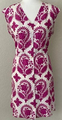 DIANE von FURSTENBERG Sleeveless Drawstring Silk Lined Button Up Dress Lilac 10 - Image 1 of 4