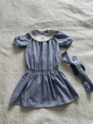 True Vintage Girls 1980s St Michael M & S Blue Collared Dress Age 5 6 Years - Image 1 of 4