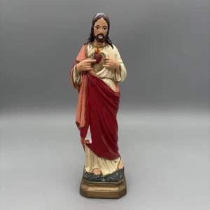 Vintage Kreidegeschirr Jesus Statue Heiliges Herz 13" katholisches Opfersymbol - Bild 1 von 18