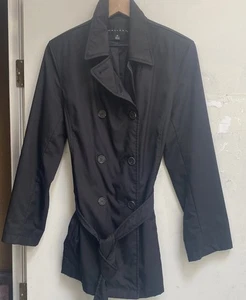 Gallery Jacke Regenmantel Damen schwarz zweireihig Kragen Gürtel Gr. Medium - Bild 1 von 12