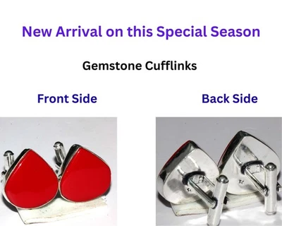 Gemelos Trending Coral Rojo Chapados en Plata 925 21X20mm Nueva Llegada MJ Foto 1 de 3