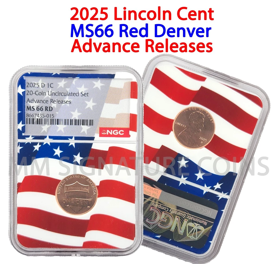 2025 D 1C LINCOLN CENT ADVANCE RELEASES NGC MS66RD FLAGCORE - Image 1 of 1