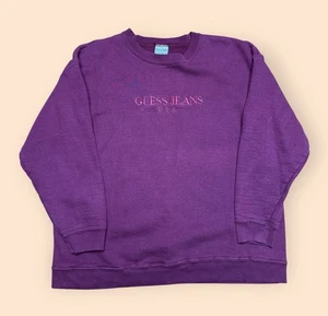 Felpa girocollo vintage anni 90 Guess Jeans OSFA rossa vintage anni 90 - Foto 1 di 4
