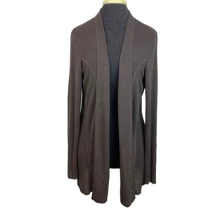 Eileen Fisher Linen Blend Brown Italian Yarn Open Cardigan Long Lagenlook Size L - Picture 1 of 12