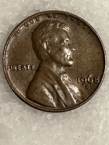 1968 S Lincoln Penny with Error on Top Rim, and "L" in Liberty Heavy On The Date - Picture 1 of 5