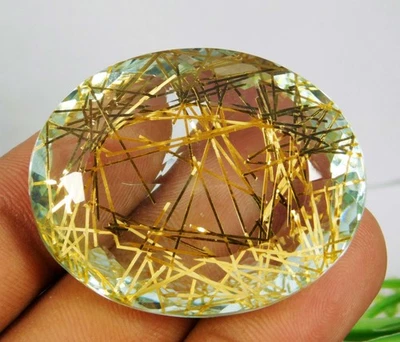 A+ Yellow Rutilated Quartz 144.05 Ct Oval Cut Natural Loose Gemstone Certified - Image 1 of 4