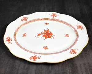 Herend Chinese Bouquet Rust AOG 13.75 Inch Oval Serving Platter Number 103 - Picture 1 of 6