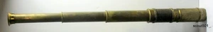Antique Victorian 3 Draw 17” Nautical Telescope Brass With Woven Leather Grip - Picture 1 of 8