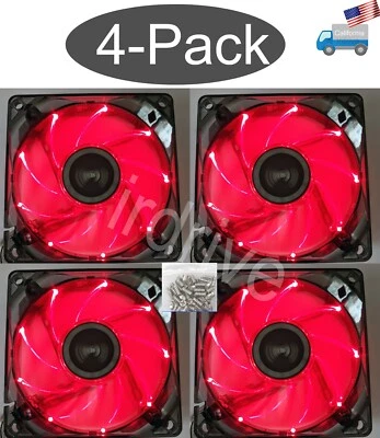 4-pack: NEW Enermax Twister 80mm x 25mm RED LED 3-pin 12V Case Cooling Fan - Image 1 of 4