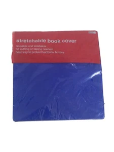 Stretchable Book Cover Back To School English Reusable & Washable Blue New - Picture 1 of 2