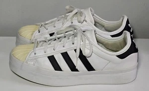 Ladies Adidas Originals Superstar Bonega Platform White/Black Trainers UK sz 5 - Picture 1 of 11