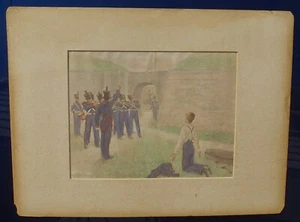 U.S. MARINES 1830 - EJECUCIÓN DEL DESERTOR Andre Castaigne 1892 Litografía a color - Imagen 1 de 4