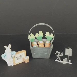 Vintage Lot of 3 Assorted Miniature Bunny Rabbit Carrot Figurines - Picture 1 of 5