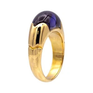 BVLGARI Amethyst 18K Yellow Gold Tronchetto Ring - Picture 1 of 9
