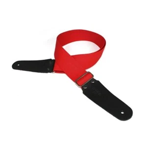 DSL Polypropylene Guitar Strap Red Hand Made in Australia Leather Ends - Picture 1 of 1