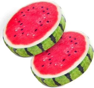 Round Throw Pillows Watermelon 3D Print Decorative Plush Funny Fruit 2Pack - Picture 1 of 4