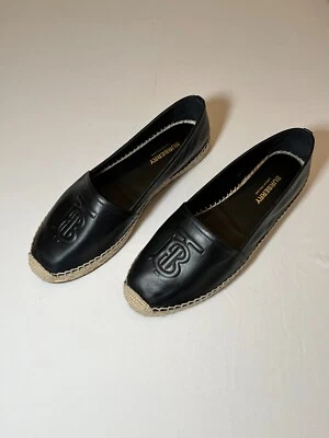 ¡NUEVO! Burberry Alpargatas Tabitha Cuero Negro, Talla EUR 38.5, US 8.5, UK 6.5 Foto 1 de 4