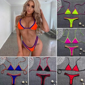 New Sexy Bikini Set Women Brazilian Bra G-String Thong Mini Swimwear - Picture 1 of 21