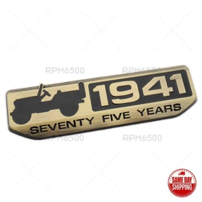 For Jeep Front Fender Door 75 TH Anniversary 1941 Logo Emblem Nameplate Badge Foto 1 de 4