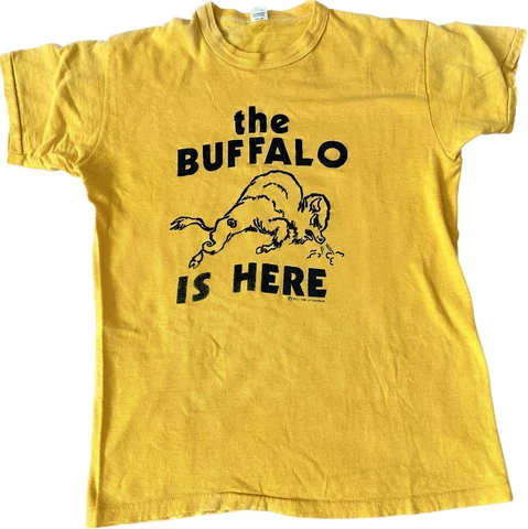 Vintage 70s University Colorado CU Buffs Yellow Large USA Made Shirt VTG Cover