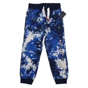 Tommy Hilfiger Boys 4 Joggers Sweatpants Logo Drawstring Tie Dye Blue White NWT - Picture 1 of 7