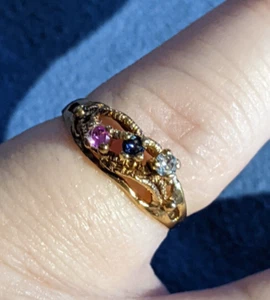 10K Gold  Ring (RGST-F) 3 Stones - Picture 1 of 19