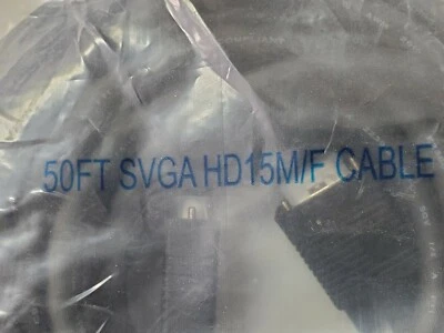 50 FT VGA SVGA HD 15 Pin Male to Female Extension Cable PC Monitor Ferrite Cores - Image 1 of 3