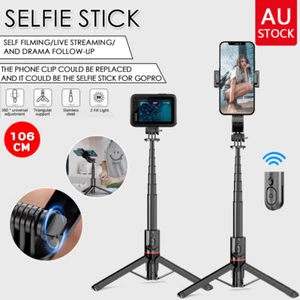 106CM FLEXIBLE MOBILE PHONE TRIPOD HOLDER STAND SELFIE STICK BLUETOOTH REMOTE - Picture 1 of 15