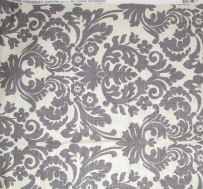 Tela de tapicería damasco Waverly Essence gris blanco roto 2 piezas en total 3,5+ yardas Foto 1 de 4