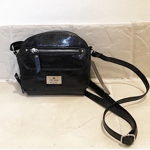 Nicole Miller einfarbig schwarz Mini Crossbody Kunstleder Tasche Handtasche Reißverschluss - Bild 1 von 7