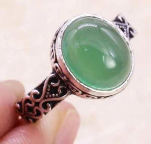 Green Onyx 925 Silver Plated Handmade Ring of US Size 5.25 Ethnic - Picture 1 of 3
