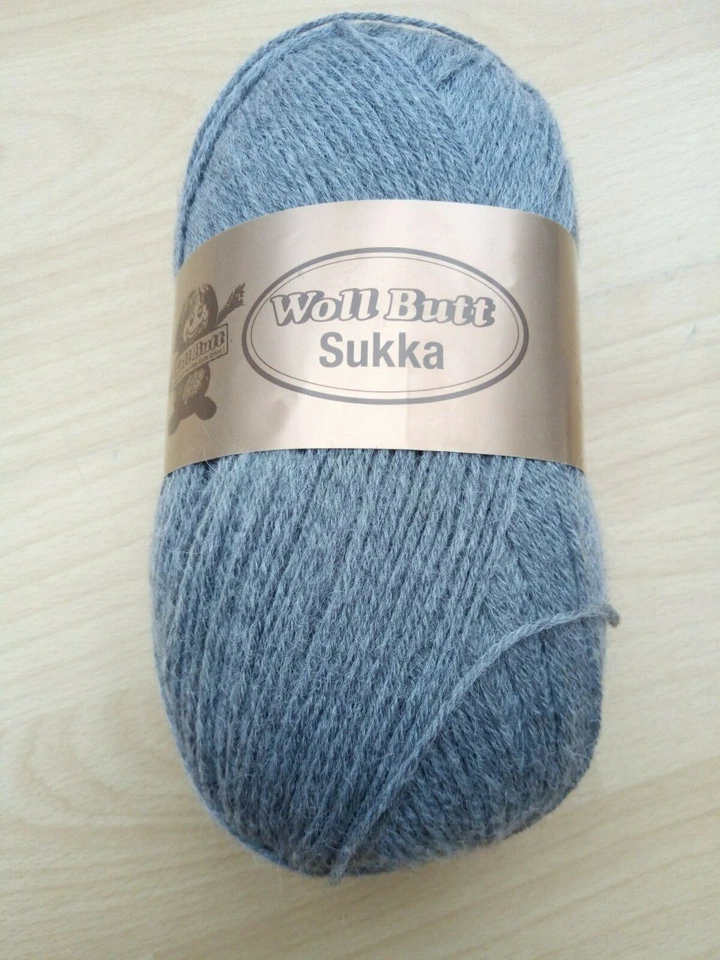 Strickwolle 100g Strumpfwolle Sockenwolle 4fädig uni grau Wollbutt Sukka silber - Bild 1 von 1