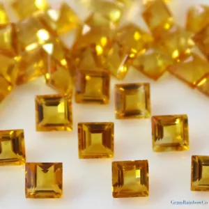 Natural Golden Citrine Square Faceted Loose gemstone 3mm to 6mm AAA Quality - Picture 1 of 8