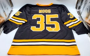 Andy Moog Boston Bruins # 35 XL Signed Black Hockey Jersey J.S.A COA - Picture 1 of 11